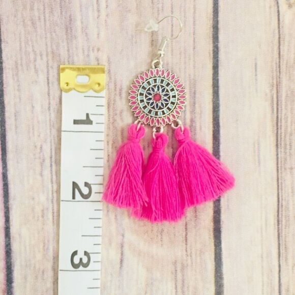 Multi Color Tassel Boho Dreamcatcher Earrings - Picture 8 of 8